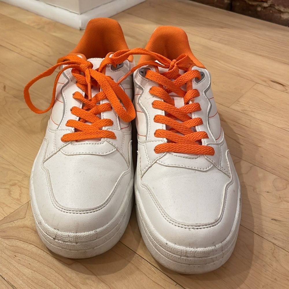 Zara Contrasting Color Orange White Sneakers Size 39 / 9.5 - Picture 3 of 6
